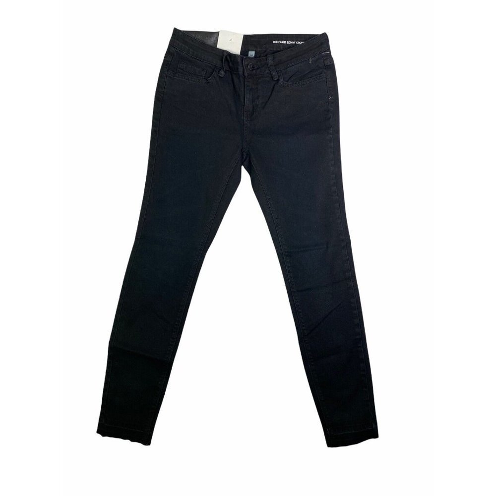 Element Eden Women 28‎ Jet Black High Rise Saturday Frayed Skinny Ankle Jeans